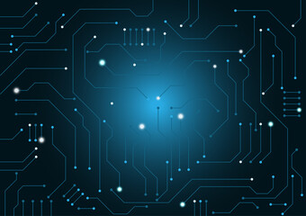 Blue line circuit technology abstract science innovation concept vector background and glowing light with some Elements of this image