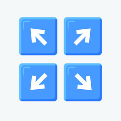 Arrow 3d icon set vector of modern trend in the style of glass morphism with gradient, blur and transparency. The collection includes 4 icons in a single style of business, finance, website, or etc