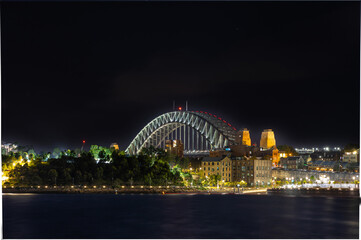Sydney Harbour Bridge New Years Eve fireworks, colourful fire works lighting the night skies with vivid multi colours