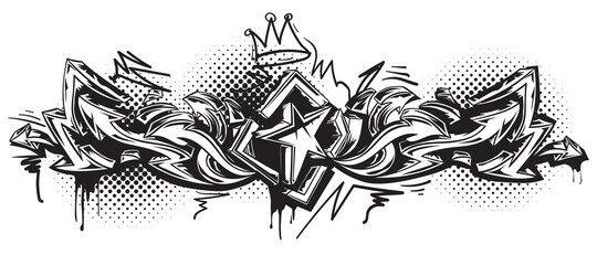 Black and white abstract graffiti arrows and star © alex_bond