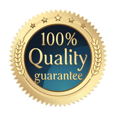 !00% quality guarantee - golden decorative advertising emblem