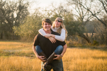 Fototapeta premium A young couple being silly
