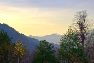 Fototapeta na wymiar Sunset in the Caucasus mountains