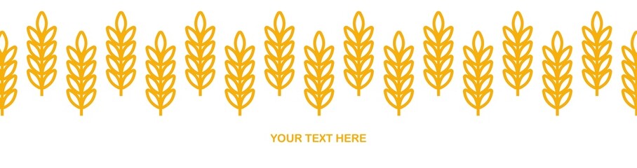 Wheat ears icon vector farm banner template. Line whole grain symbol illustration for organic eco bakery business, agriculture, beer on white background.