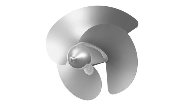 The marine propeller (screw propeller) in action. A propeller is a mechanical device that converts rotational motion into thrust. Side view. Footage video