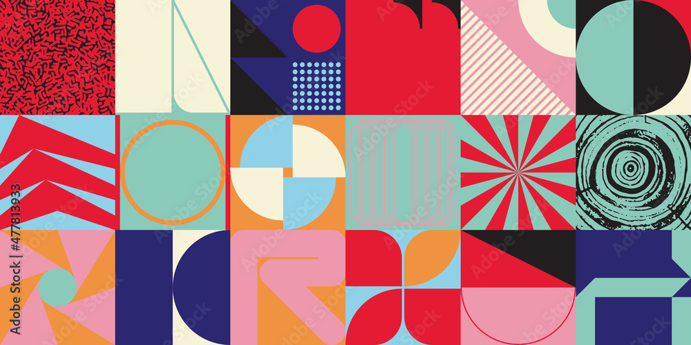 Wall mural generative design artwork of abstract vector generated shapes composition