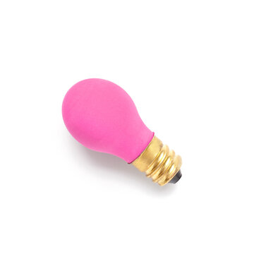 Pink Eraser In Shape Of Light Bulb On White Background