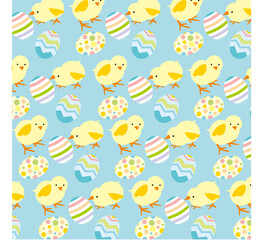 easter seamless pattern with chicken and eggs