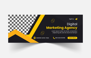 Corporate digital marketing agency facebook cover template, Digital business marketing promotion timeline facebook and social media cover template