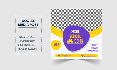 School Education admission social media post and square web banner template