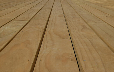 Brand new pine timber decking ready for treatment