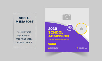 School education admission social media post and modern web banner template