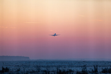 Plane at sunset 