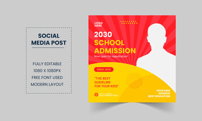 School education admission social media post and modern web banner template