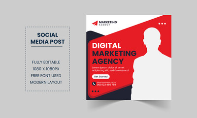 Digital marketing social media post and instagram banner template