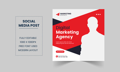 Digital marketing social media post and instagram banner template