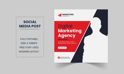 Digital marketing social media post and instagram banner template