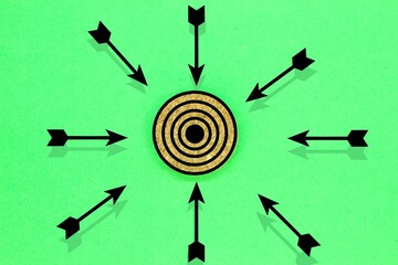 target in the middle with arrows around. Target concept is precise