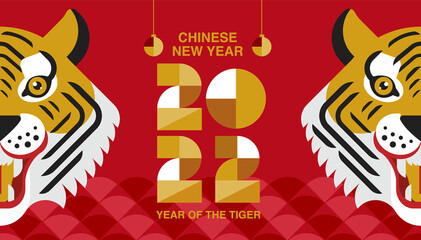 Happy new year, Chinese New Year, 2022, Year of the Tiger, cartoon character, royal tiger
