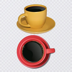 Realistic coffee cup isolated on transparent background, Vector illustration