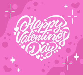 Happy valentines day text lettering heart shape