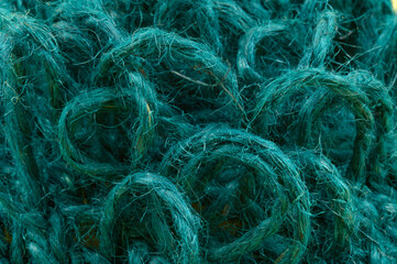 The fleecy surface of a sponge woven from jute rope