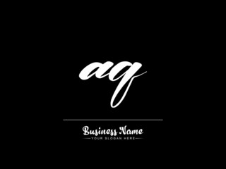 Fototapeta na wymiar New AQ Initial handwriting logo, Letter Aq beauty vector handwriting concept logo design