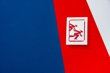 Short Track Speed Skating  Pictogram on red background. Winter sport game in China. Wallpaper edit...
