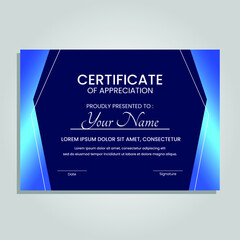 Creative certificate of appreciation best award template with colorful geometric shapes composition, Use for print, certificate, diploma, graduation Eps10 vector template