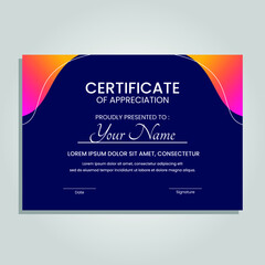 Creative certificate of appreciation best award template with colorful geometric shapes composition, Use for print, certificate, diploma, graduation Eps10 vector template