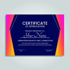 Creative certificate of appreciation best award template with colorful geometric shapes composition, Use for print, certificate, diploma, graduation Eps10 vector template