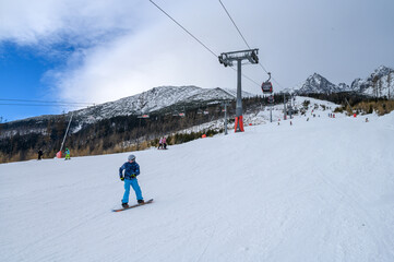 Ski resort in mountains for Alpine Skiing 