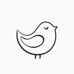 hand drawn bird icon. romantic and spring symbol. sketchy element for valentine's day design
