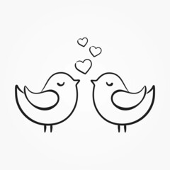 hand drawn love birds. couple in love, valentines symbol. sketchy element for valentine's day design