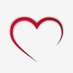 decorative red line heart with shadow. love and valentines symbol. vector element for valentines design