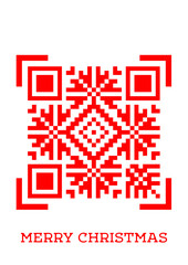 vector festive christmas snowflake pattern stylized as qr code isolated on white background. christmas sweater, embroidery, snowflake, new year. useful for Christmas holidays, greeting cards, prints