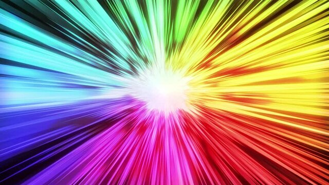 Colorful Gradient Speed Lines Animation. Radial Loop Background