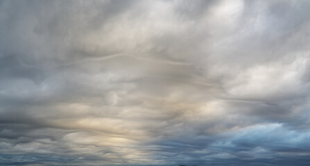 Lenticular clouds sky panorama.