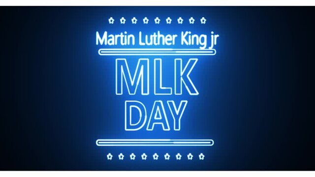 Martin Luther King Jr day. neon lighting effect blue color