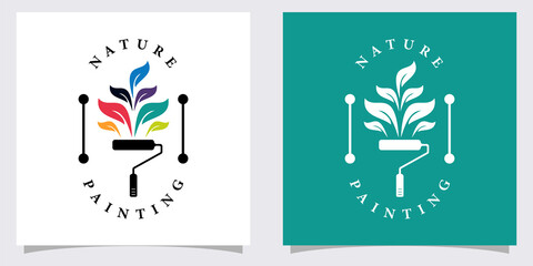 Obraz premium nature panting logo design with creative concept