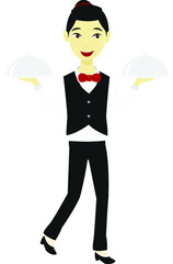 cartoon waiter