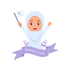 Muslim girl celebrating international women's day