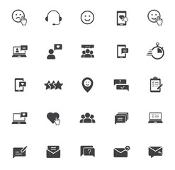 feedback silhouette vector icons isolated on white. feedback icon set for web, mobile apps, ui design and print