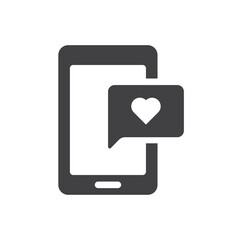 Fototapeta premium smartphone with like bubble vector icon isolated on white background. smartphone with heart like speech bubble stock vector illustration for web, mobile app and ui design