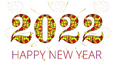 Fototapeta na wymiar Vector mandalas style decoration, hand drawn round ornament. 2022. Happy New Year card design. Vector illustration , mandala.