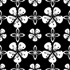 Simple regular graphic design with abstract shapes...Black and white design as seamless pattern. Abstract background for textile design, surface textures, wrapping paper.Simple regular graphic design.