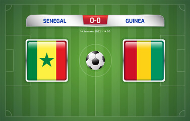 Senegal vs Guinea scoreboard broadcast sport soccer, football africa tournament 2021 Group B