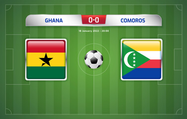 Ghana vs Comoros scoreboard broadcast sport soccer, football africa tournament 2021 Group C
