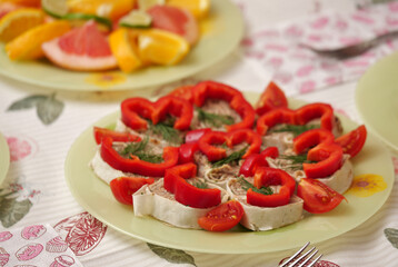 tomato salad with avocado and feta