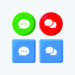 Bubble chat 3d icon set vector of modern trend in the style of glass morphism with gradient. The collection includes 4 icons in a single style of business, finance, website, or etc.